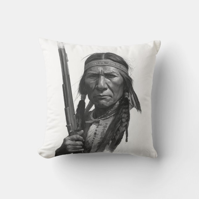 Zwart & Witte Geronimo Kussen (Voorkant)