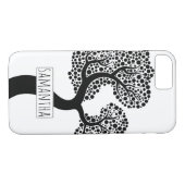 Zwart-witte gestileerde boom en naam Case-Mate iPhone case (Achterkant (Horizontaal))