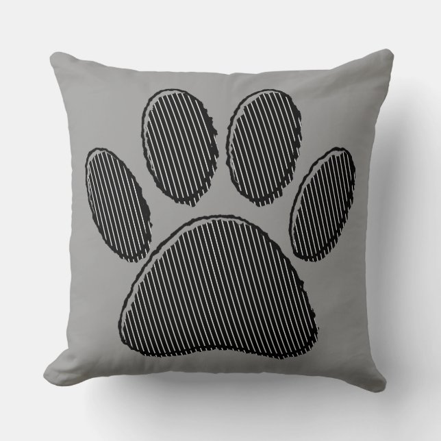 Zwart-witte gestreept puppy Paw — schroefdraad afd Kussen (Voorkant)
