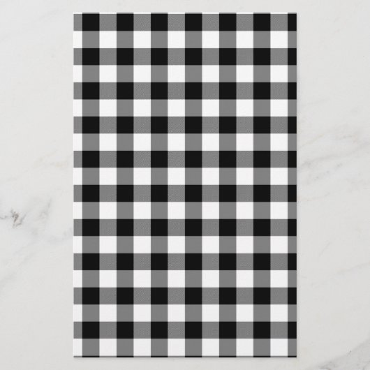 Zwart-witte gingham briefpapier (Voorkant)