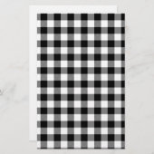 Zwart-witte gingham briefpapier (Voorkant / Achterkant)