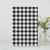 Zwart-witte gingham briefpapier (Staand voorkant)