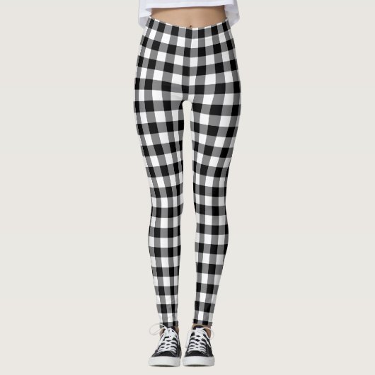 Zwart-witte gingham leggings (Voorkant)