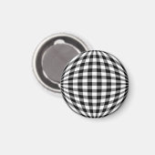 Zwart-witte gingham magneet (Voorkant / Achterkant)
