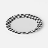 Zwart-witte gingham papieren bordje (Gekanteld)