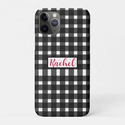 Zwart Witte Gingham Persoonlijk Case-Mate iPhone Case (Achterkant)
