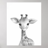 Zwart-witte Giraffe afdrukken Poster (Voorkant)