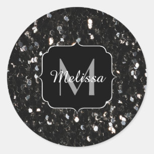 Zwart-witte glans ronde sticker