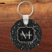 Zwart-witte glans sleutelhanger (Voorkant)