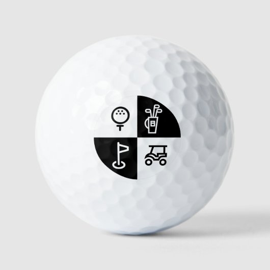 Zwart-witte Golf-goudzalen Golfballen (Voorkant)