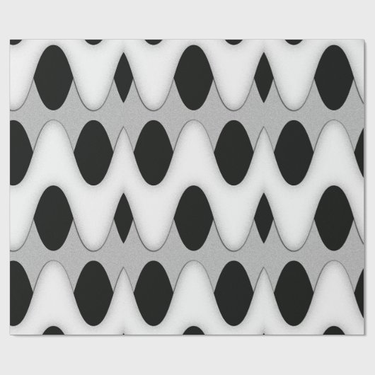 Zwart-witte golven cadeaupapier (Vlak)