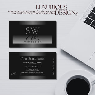 Zwart-witte gradiënt Monogram Dark Shimmery Visitekaartje