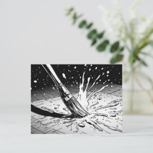 Zwart Witte Grafische Stijl Kwast Verfspat Briefkaart