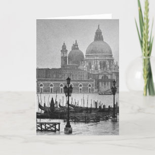 Zwart Witte Grand Canal Venetië Italië Reizen Kaart
