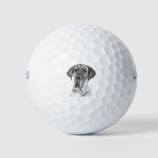Zwart-witte Great Dane-portret Golfballen (Voorkant)