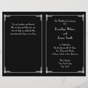Zwart Witte Great Gatsby Art Deco Huwelijksprogram