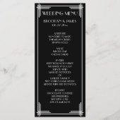 Zwart Witte Great Gatsby Art Deco Trouwmenu Menu (Voorkant)