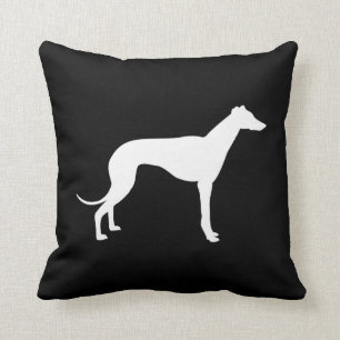 Zwart-Witte Greyhound Silhouet Beide Kanten Kussen