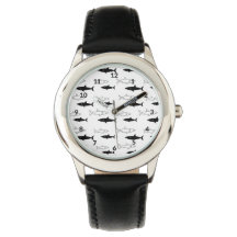 Zwart-witte haai horloge