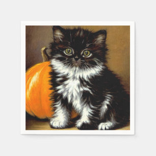 zwart-witte Halloween kat Servet