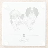 Zwart-witte halve cute dog met aangepaste naam glazen onderzetter (Achterkant)