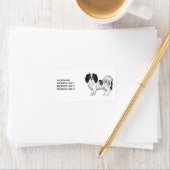 Zwart-witte halve cute dog met aangepaste tekst etiket (Insitu)