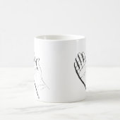 zwart-witte hand op koffiemok (Center)