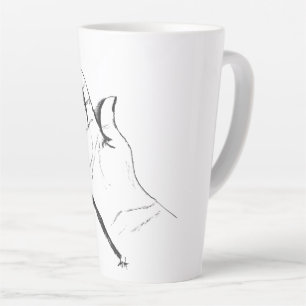 zwart-witte hand op koffiemok latte mok