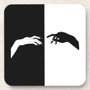 Zwart-witte handjes Modern Line Art Bier Onderzetter