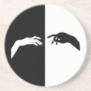 Zwart-witte handjes Modern Line Art Zandsteen Onderzetter