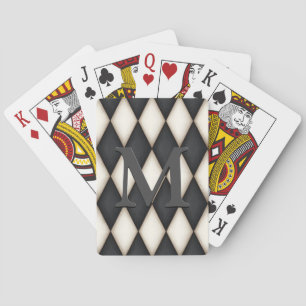 Zwart & Witte Harlekijn Dramatisch Aangepast Monog Pokerkaarten