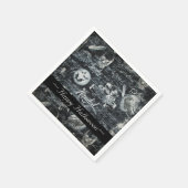 Zwart-witte haunted Halloween Servet (Hoek)