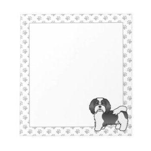 Zwart-witte Havanese Aardige Cartoon Hond Notitieblok