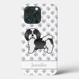 Zwart-Witte Havanese Mopshond Cute Cartoon Hond &  iPhone 13 Pro Hoesje