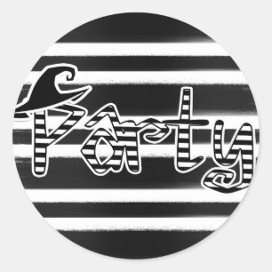 Zwart & Witte Heks Halloween Feest Ronde Sticker