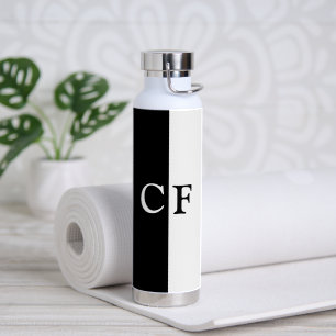 Zwart-witte helften aangepaste initialen waterfles