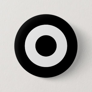 Zwart-witte het doelknoop van mod., ronde button 5,7 cm