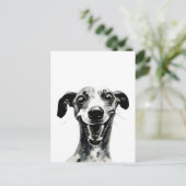Zwart-witte hippet | Cute Greyhound Briefkaart (Staand voorkant)