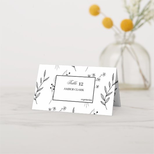 Zwart-witte hoek Floral Boho bruiloft (Voorkant)