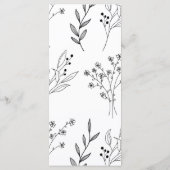 Zwart-witte hoek Floral Boho bruiloft Menu (Achterkant)