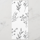 Zwart-witte hoek Floral Boho bruiloft Programma (Achterkant)