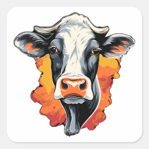 Zwart Witte Holstein Melkkoe Boerderij Boer Vierkante Sticker