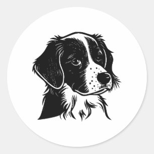 Zwart-witte hond Clipart artwork Ronde Sticker