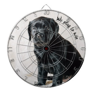 Zwart-witte hond foto dartbord