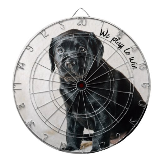 Zwart-witte hond foto dartbord (Voorkant)