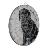 Zwart-witte hond foto dartbord (Voorkant Links)