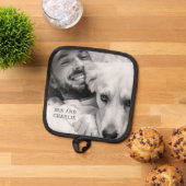 Zwart-witte hond foto pannenlap (Top down)