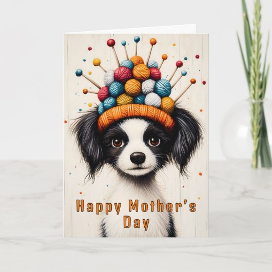 Zwart & Witte Hond, Gebreide Muts CY1 Aangepaste M Kaart (Voorkant)