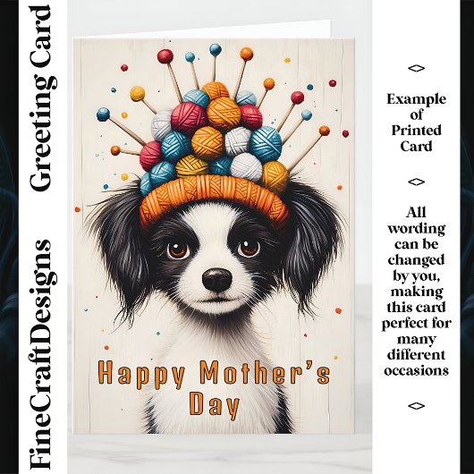 Zwart & Witte Hond, Gebreide Muts CY1 Aangepaste M Kaart