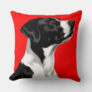 Zwart-witte hond moderne huisdierliefhebber huisde kussen